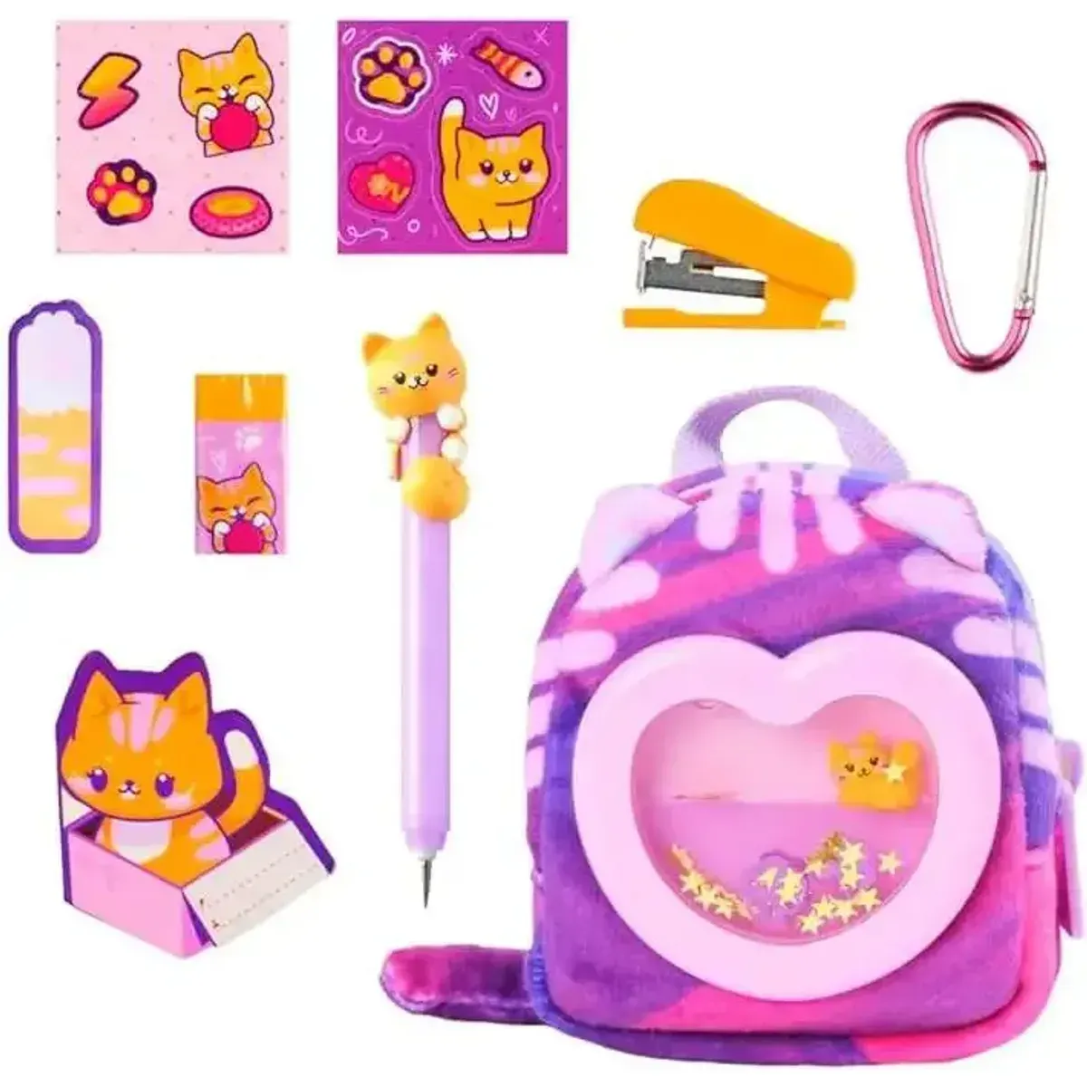 Real Littles Liquid Charms Just Purr-fect – Mini Mochila de Gatito con 6 Artículos de Papelería