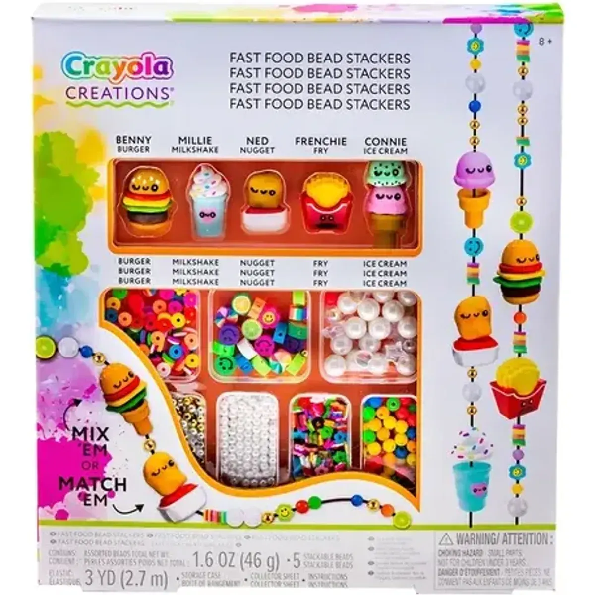 CRAYOLA Creations Cuentas Apilables de comida rápida – Kit Creativo para Pulseras y Accesorios