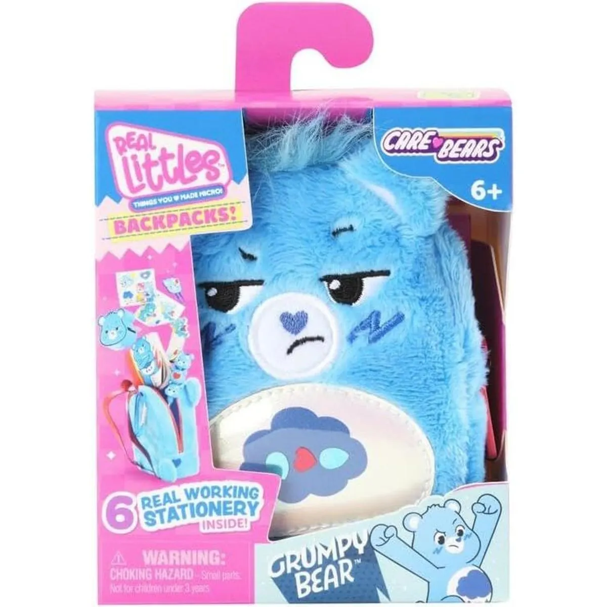 Real Littles Care Bears Grumpy Bear – Mini Mochila con 6 Artículos de Papelería
